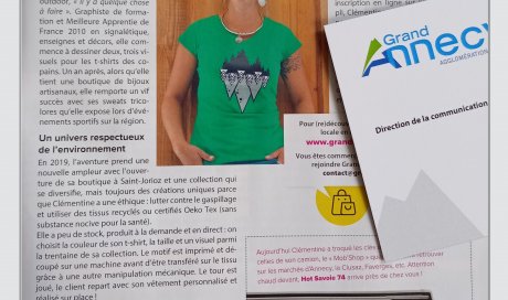 HOT SAVOIE 74 votre marque de vêtements savoyards, dans le magazine du Grand Annecy, N°13 Décembre 2021.
